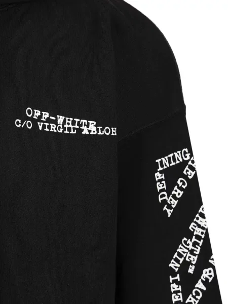 Hanorac cu glugă Off-white cu imagine alb
