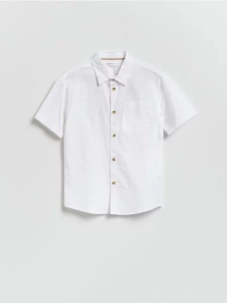 Reserved Сорочка з додаванням льону білий