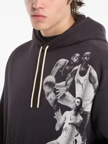 Hanorac cu glugă Puma cu imagine negru