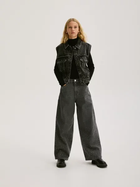 Reserved GIRLS` JEANS TROUSERS šedá