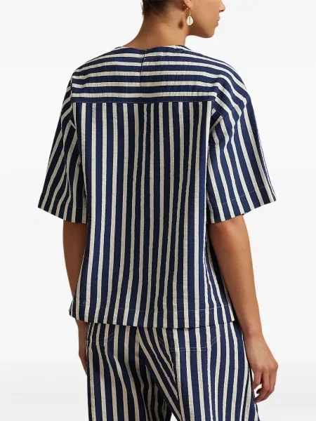Tricou Polo Ralph Lauren cu broderie de costum cu dungi alb