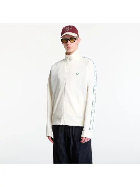 Jachetă Fred Perry Contrast Tape Track Jacket Ecru XL