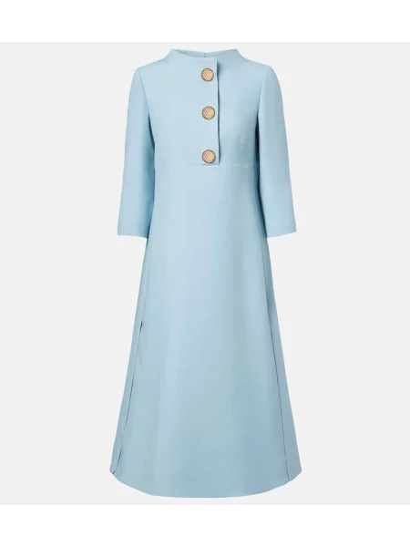 Obleka midi obleka Valentino iz krep tkanine nad koleni modra