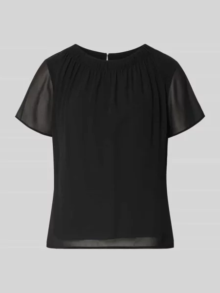 Bluzka o kroju regular fit z półprzezroczystymi rękawami S.oliver Black Label czarna