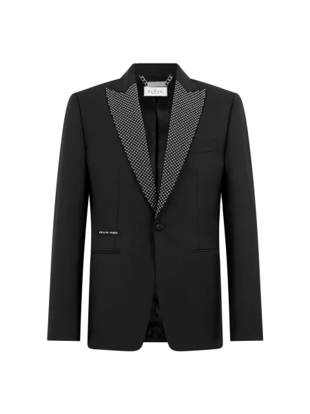 Marynarka Philipp Plein z ćwiekami z klapami czarna