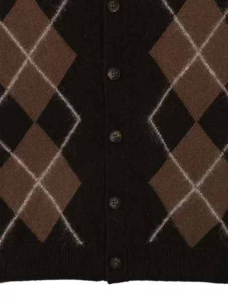 Cardigan Mc2 Saint Barth cu broderie cu model argyle maro