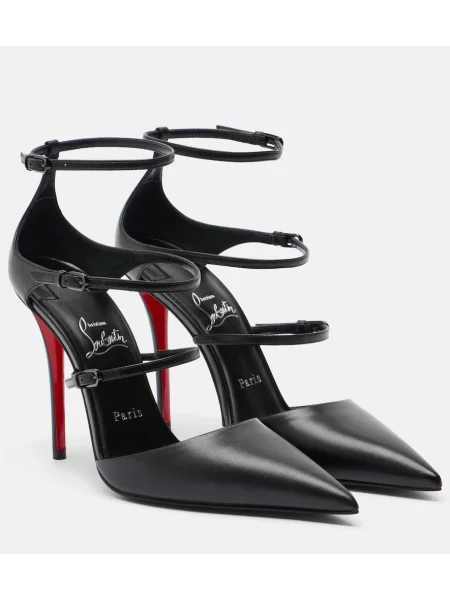 Кожени полуотворени обувки Christian Louboutin черно