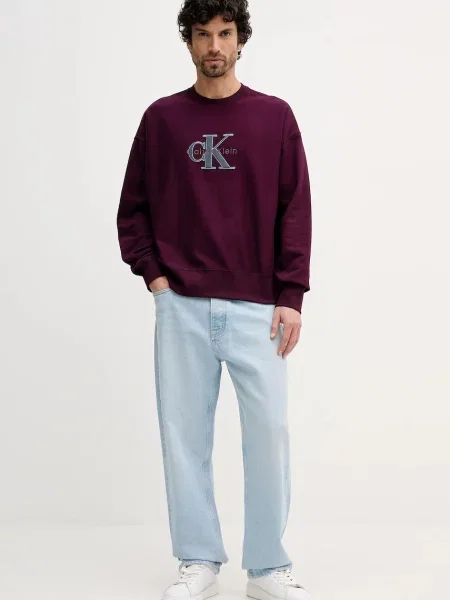 Calvin Klein Jeans bluza z aplikacją fioletowy