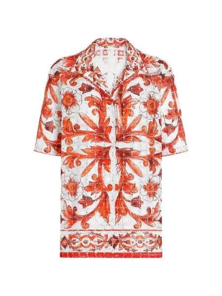 Cămașă Dolce & Gabbana cu broderie din dantelă alb