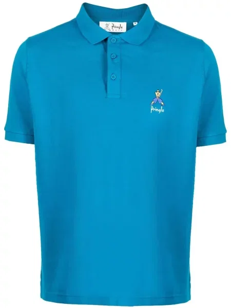 Polo Pringle Of Scotland cu imprimeu geometric albastru