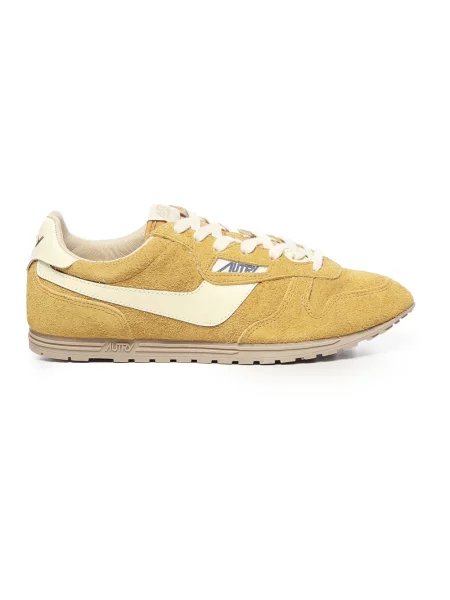 Sneakersy Autry zamszowe z logo żółte