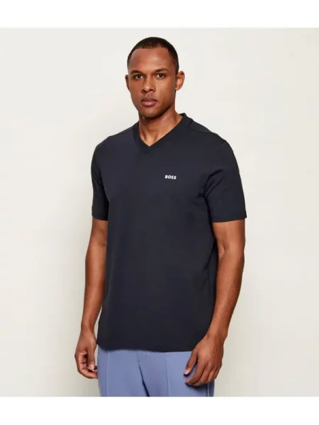 BOSS GREEN Tricou Tee V | stretch verde