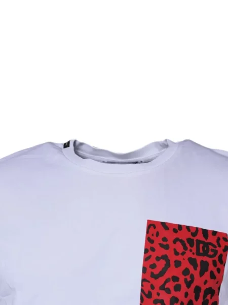 Tricou Dolce & Gabbana cu imagine cu model leopard alb