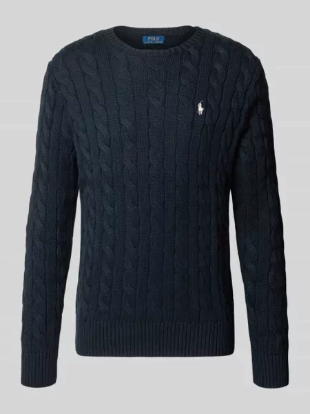 Sweter z wyhaftowanym logo Ralph Lauren granatowy