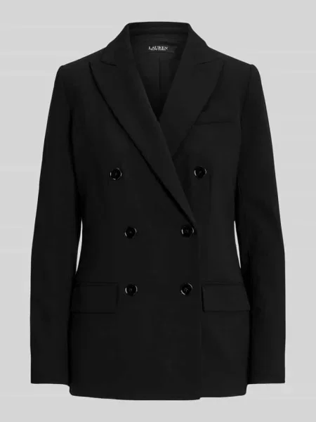 Żakiet długi o kroju regular fit z wełny z poduszkami na ramionach Lauren Ralph Lauren czarna