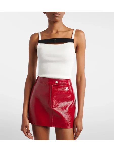Top Courreges tricotate alb