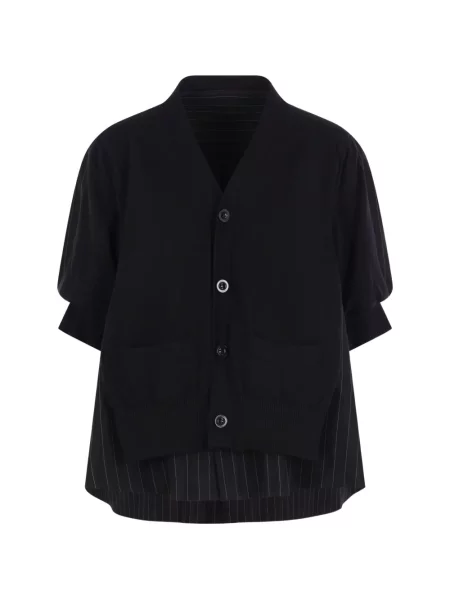 Dungat subțire cardigan Sacai negru