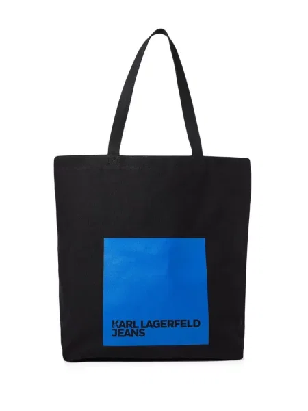 Geantă shopper Karl Lagerfeld Jeans cu aplicații negru