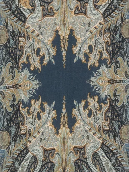 Fular Etro cu imagine cu model paisley albastru