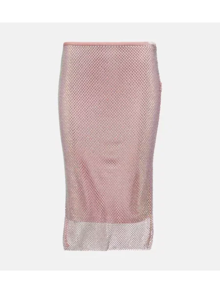 Fustă midi Sportmax plasă până la genunchi de plasă roz