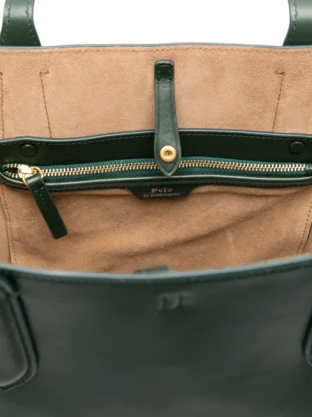Кожена кожена чанта Polo Ralph Lauren с катарама зелено