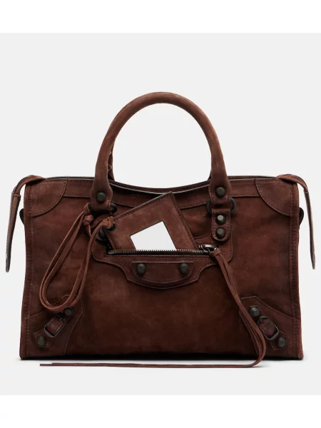 Top Balenciaga din piele de căprioară maro
