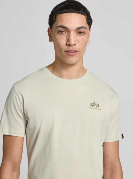 T-shirt z bawełny Alpha Industries beżowa