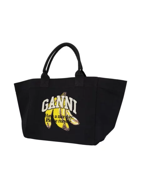 GANNI torebka Shopper XXL Pocket Banana Print czarny