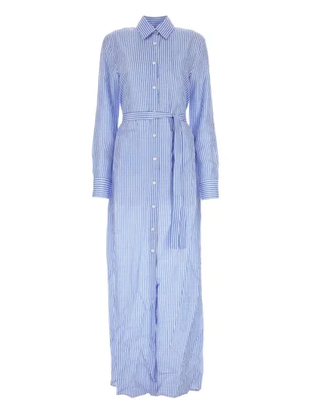 Rochie tip cămașă Prada cu dungi de costum albastru