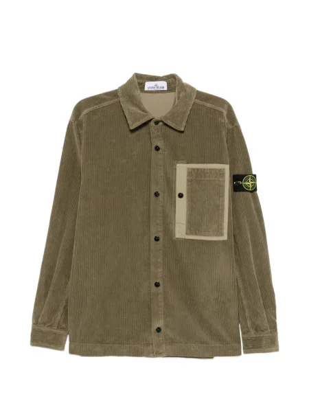 Cămașă Stone Island de catifea cord cu strasuri verde