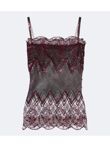 Top Rabanne din dantelă violet