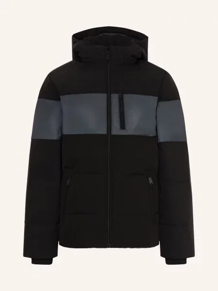 Jack&Jones Prošívaná Bunda S Odnímatelnou Kapucí / tmavě šedá černá