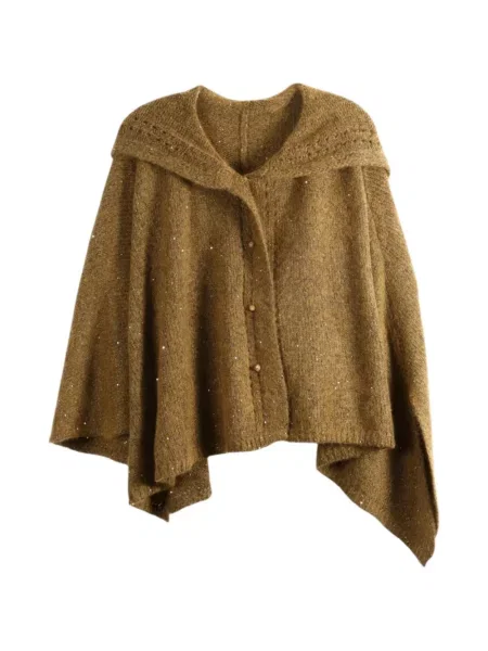 Cardigan Yangkehan cu paiete tricotate maro