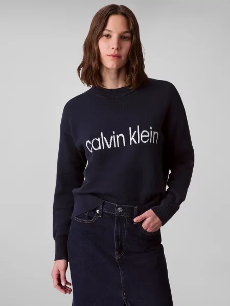 Calvin Klein Jeans Pulover bleumarin alb