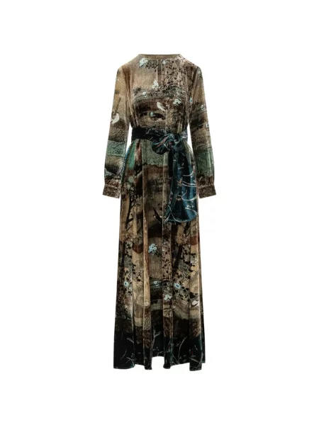 Rochie maxi Pierre-louis Mascia de catifea cu imagine maro