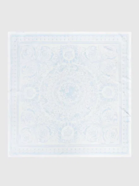 Хустка із шовку в брендовий принт Versace блакитна