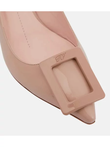 Pantofi cu toc Roger Vivier din piele slingback bej