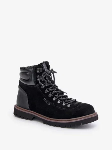 Čevlji do gležnjev Big Star Shoes iz semiša obrezano izolirana črna