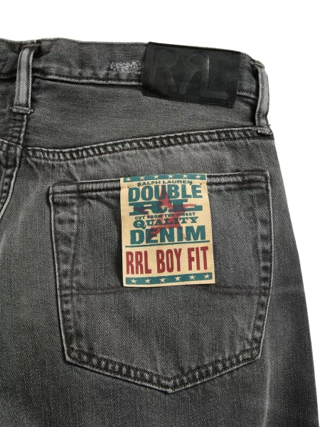 Blugi Ralph Lauren Rrl cu talie înaltă zdrențuiți negru