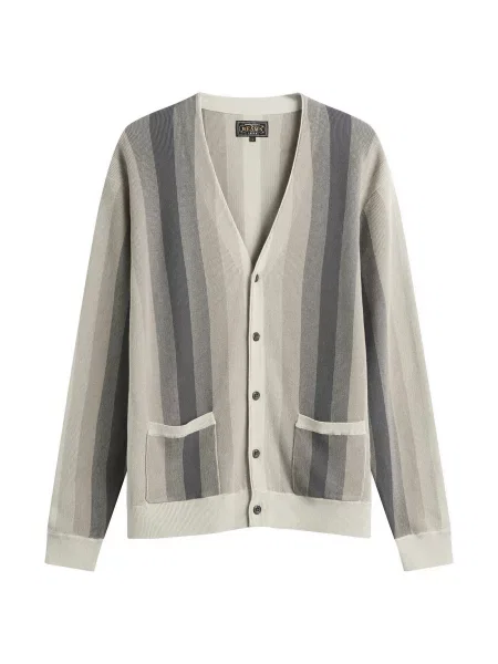 Sweter w paski Beams Plus w paski szary