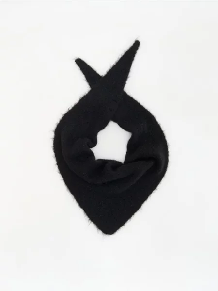 Reserved Fular cu adaos de lână de alpaca negru