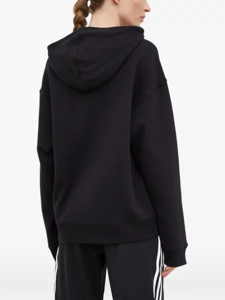Hanorac cu glugă Adidas cu dungi cu broderie cu cordon negru