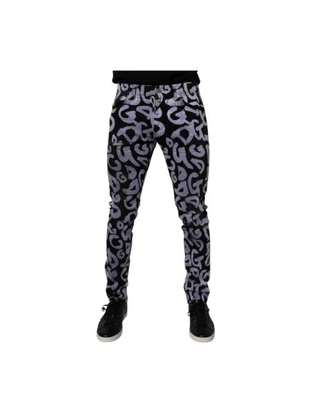 Skinny jeansy skinny Dolce And Gabbana z nadrukiem czarne