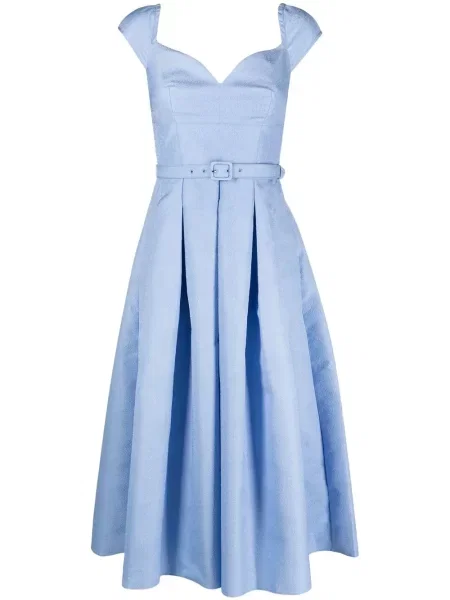 Rochie midi Self-portrait plisată până la genunchi de costum albastru