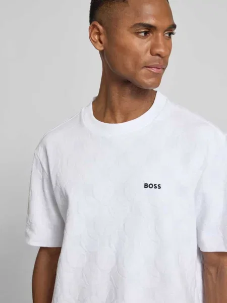T-shirt o kroju regular fit z mieszanki bawełny Model TS_MEMBER' Boss Green biała