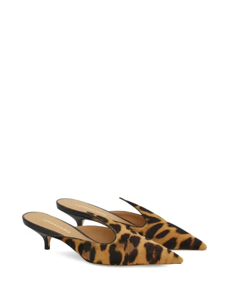 Papuci tip mules Ferragamo cu imagine cu model leopard maro