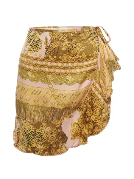 Fustă La Perla cu perle cu model floral plic roz