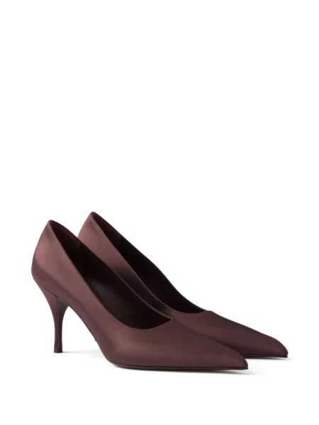Pantofi cu toc Prada din satin roșu