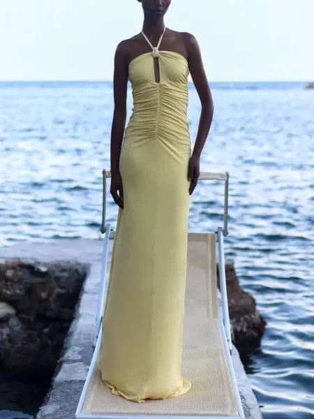 Rochie maxi Baobab cu volane galben