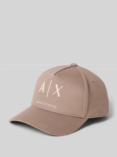 Czapka z daszkiem z wyhaftowanym logo Armani Exchange brązowa